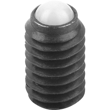 Ball-End Thrust Screw Without Head, Form:D Ball Plastic, M05, Carbon Steel, Comp:Polyacetal